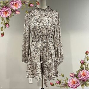 JODIFL Animal Print Long‎ Sleeve Dress size large